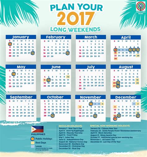 2017 holidays philippines